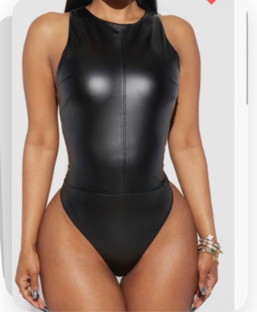 Sleek Leather Bodysuit