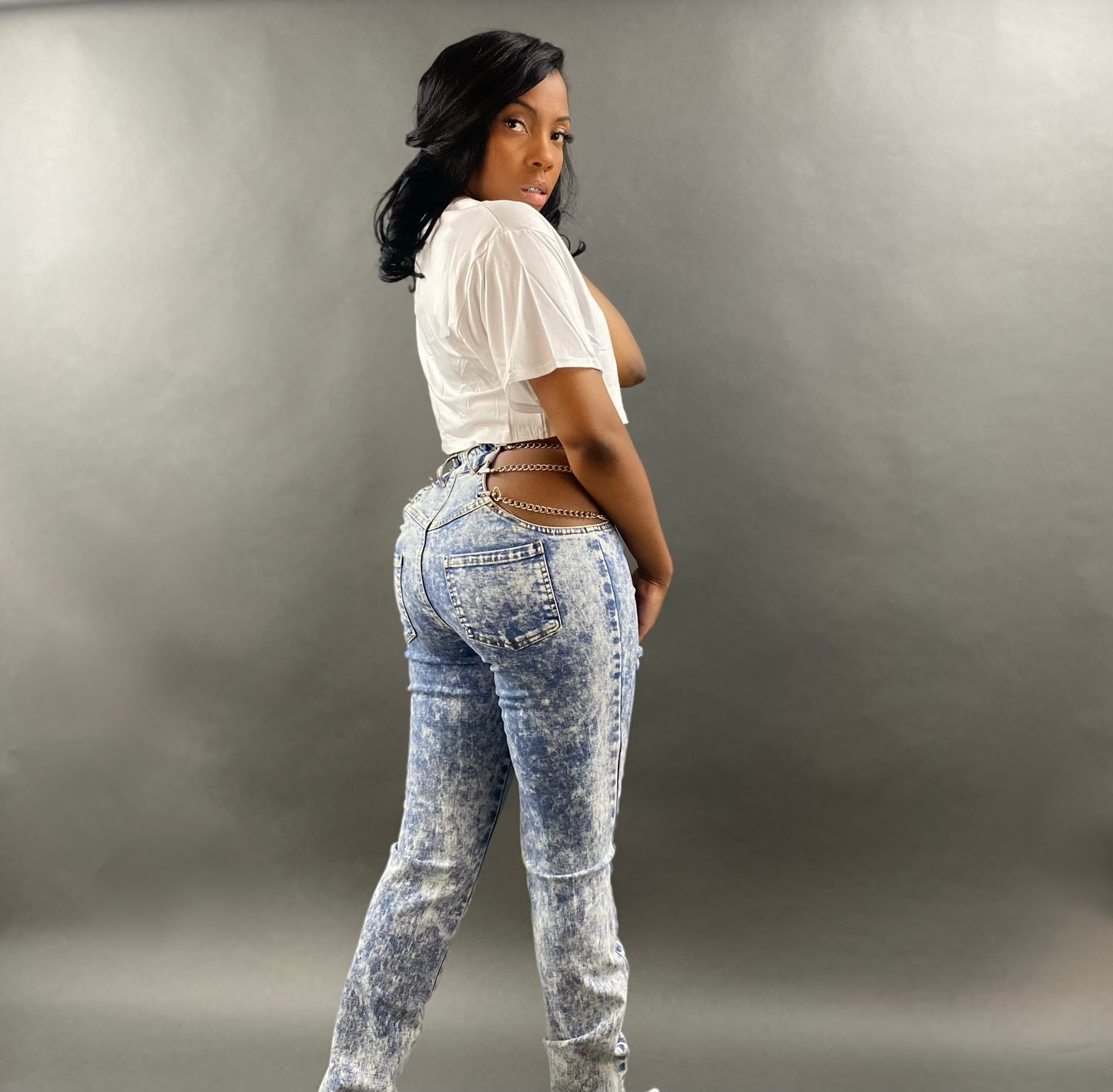 “Actin Up” chained jeans