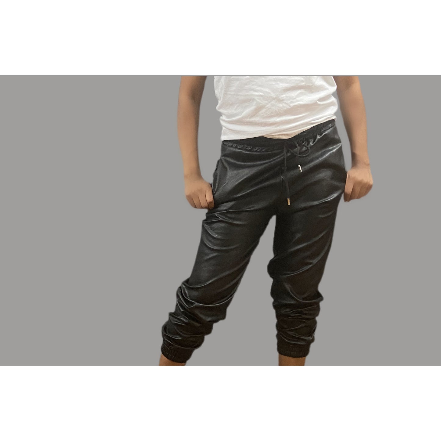 Faux leather joggers